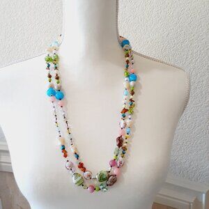 Cookie Lee Art Glass Long Necklace